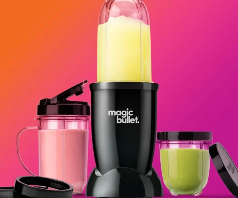 Product Overview Brand: Magic Bullet Color: Silver/Black Special Features: Lightweight, Single Serve, Compact, Dishwasher Safe Capacity: 1.4 pounds Dimensions: 4.5"D x 4"W x 11.8"H Power: 250W high-torque motor Included Components: Cross-blade, tall cup, short cup, party mug, lip rings, Stay-Fresh lids, to-go lid, 10-second recipe guide.